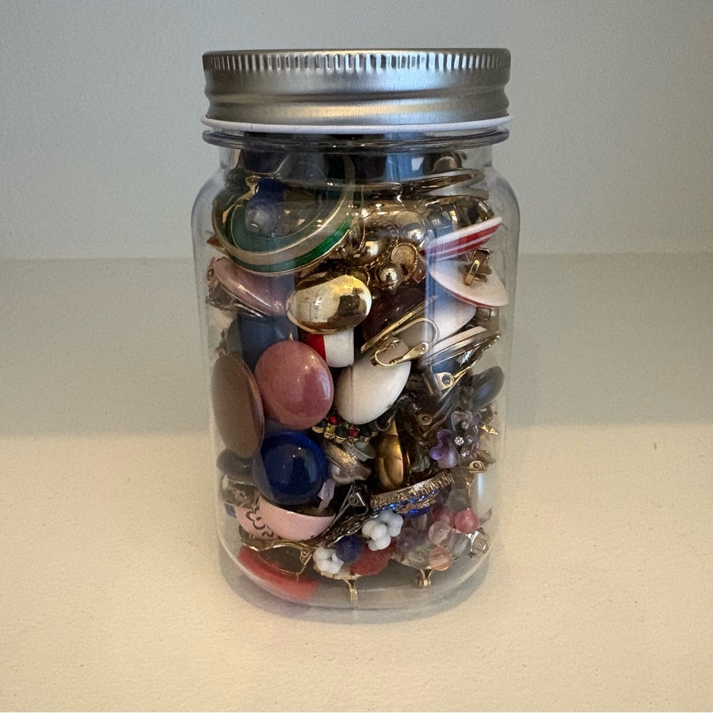 Mystery Wearable Vintage Clip On Earrings Plastic Mason Jar